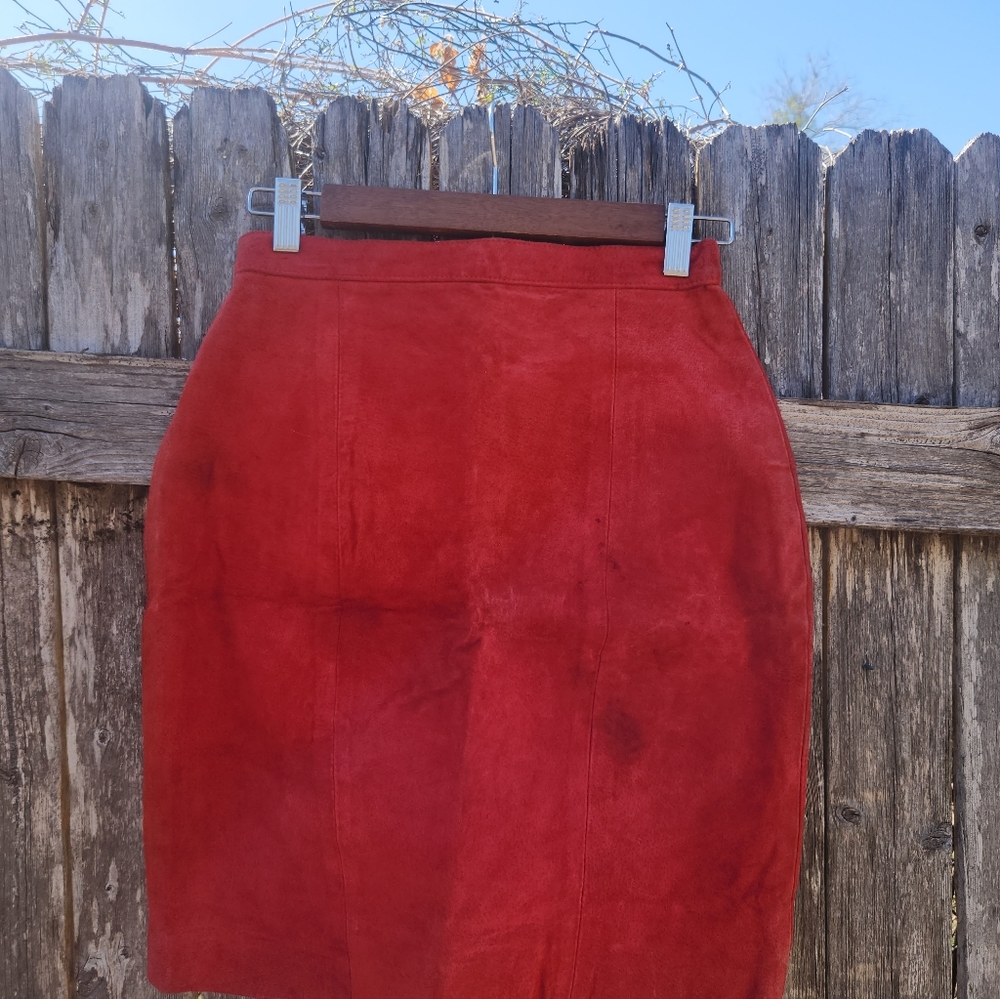Vintage Don't Stop Suede Red Skirt